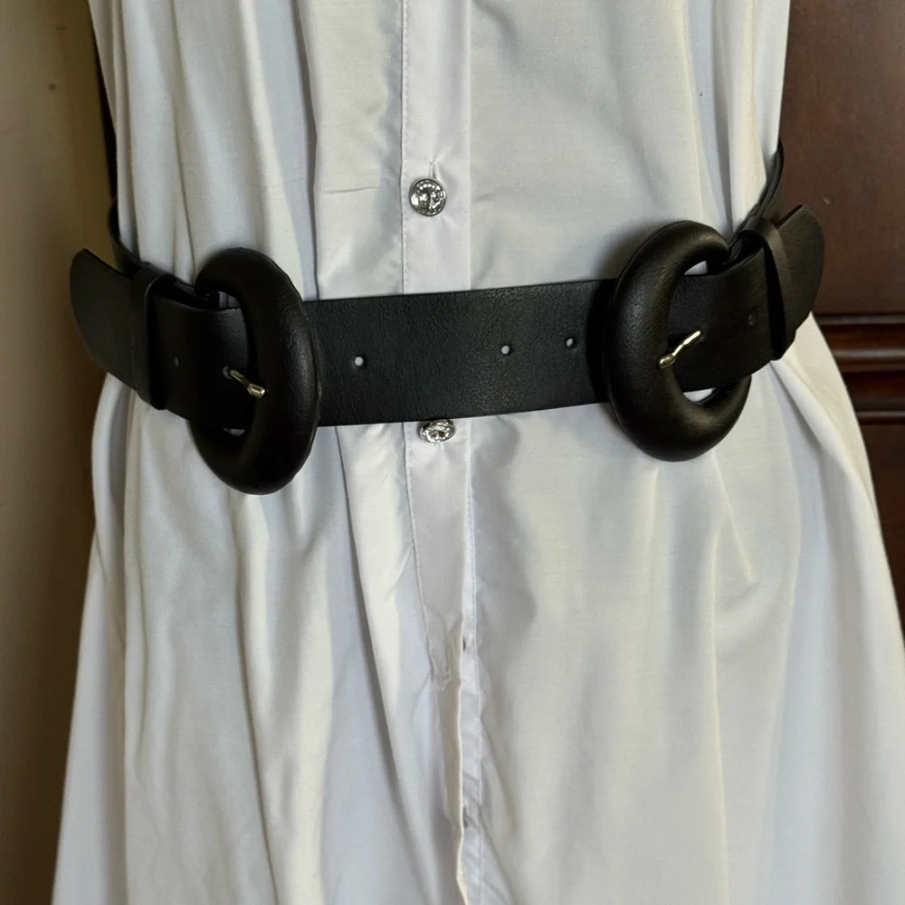 Zara Black Double Buckle Wide Belt‎